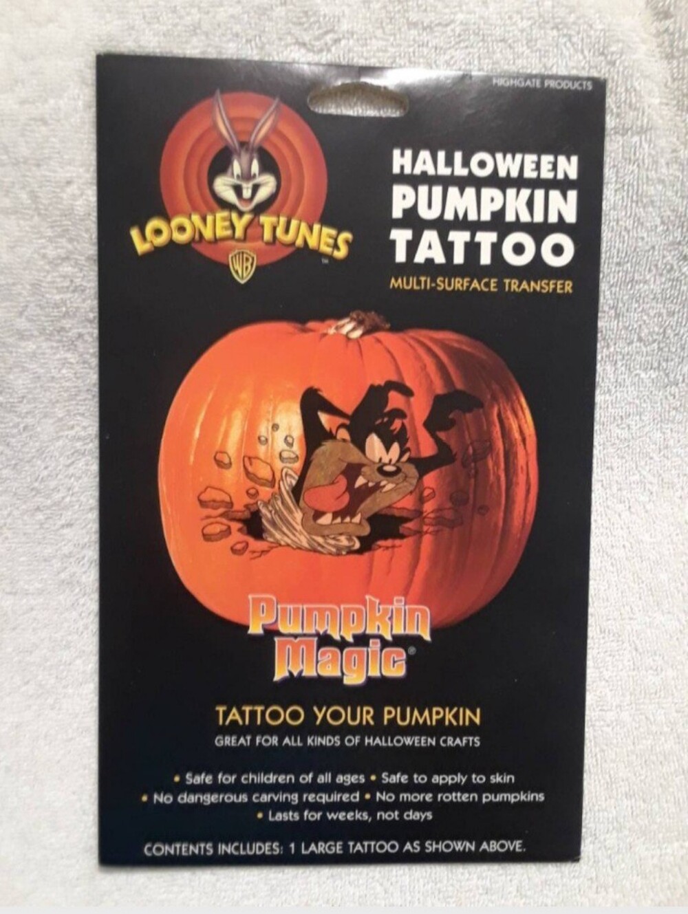Vintage Looney tunes Halloween Tasmanian Devil pumpkin tattoo